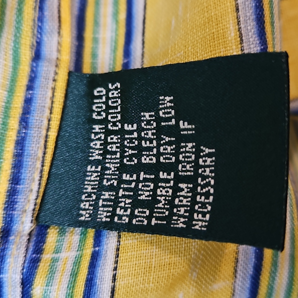 Lauren Ralph Lauren 100% Linen Button Up Shirt Women's XL Stripes Yellow - Picture 4 of 10